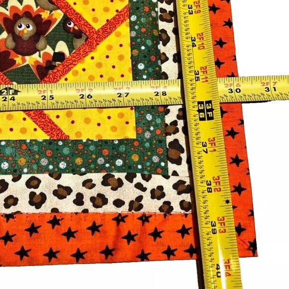Homemade Handcrafted Baby Lap Blanket Quilt Fall Wall Hang Turkeys 39 1/2" x 30" - Picture 15 of 16